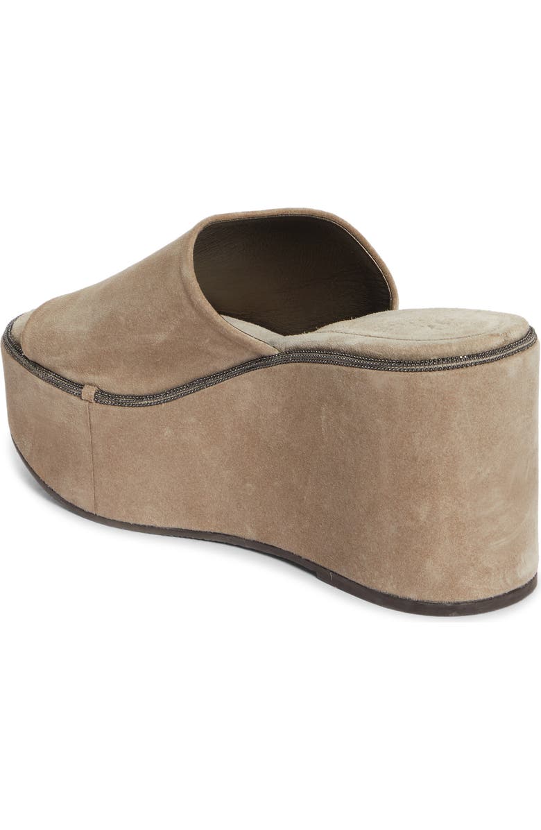 Brunello Cucinelli Monili Platform Wedge Slide Sandal, Alternate, color,