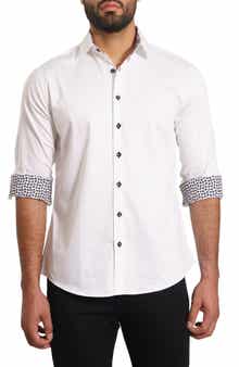 Jared Lang Trim Fit Solid Cotton Button-Up Shirt