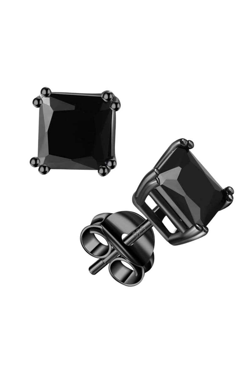Donatello Gian Sterling Silver Black Rhodium Plated Square Studs, Main, color, Black