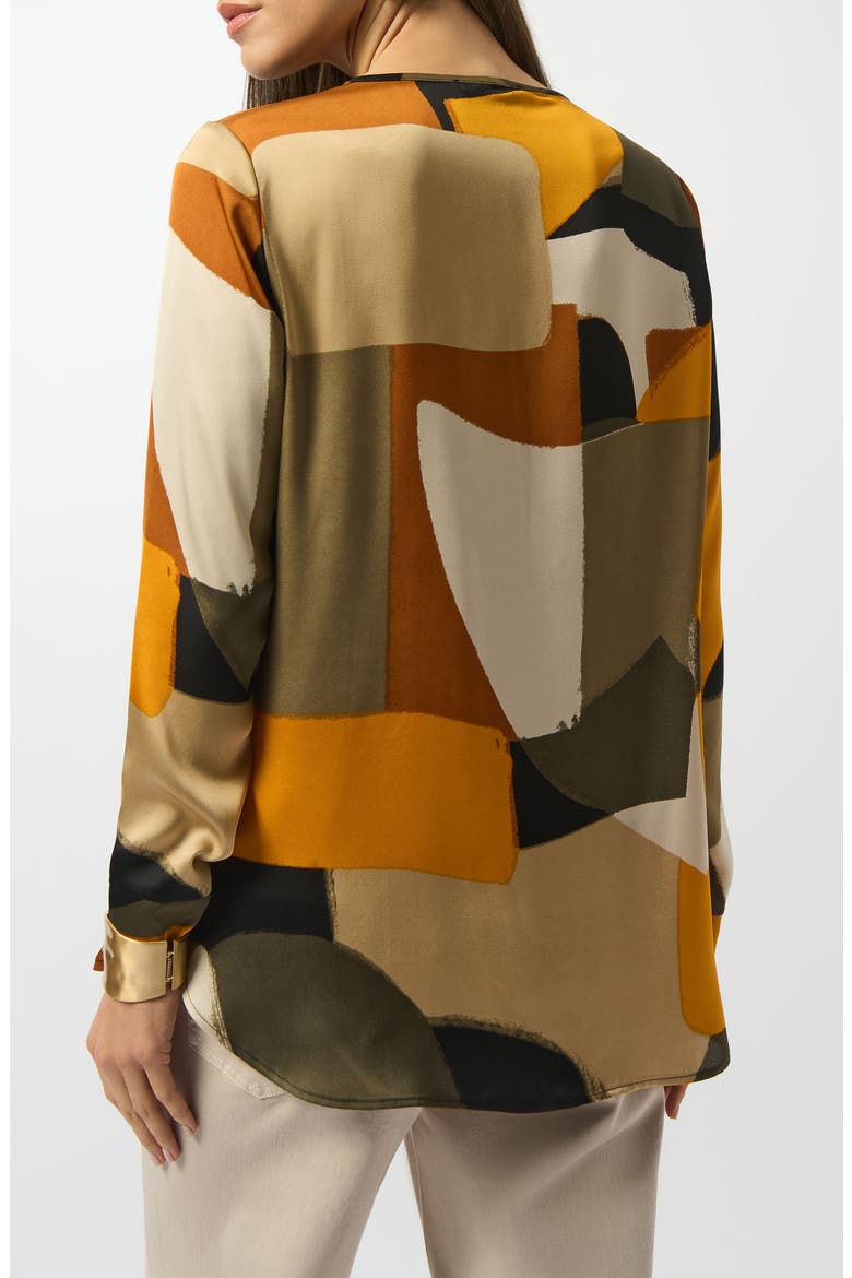 Abstract Print Recycled Satin Top, Alternate, color, BLACK/ ORANGE MULTI