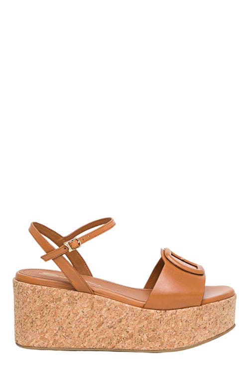 Santoni Marta Leather Buckle Wedge Sandals In Brown