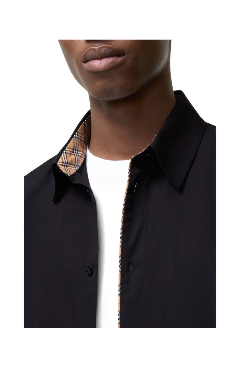 Burberry Check Piping Cotton Poplin Shirt, Alternate, color, Black