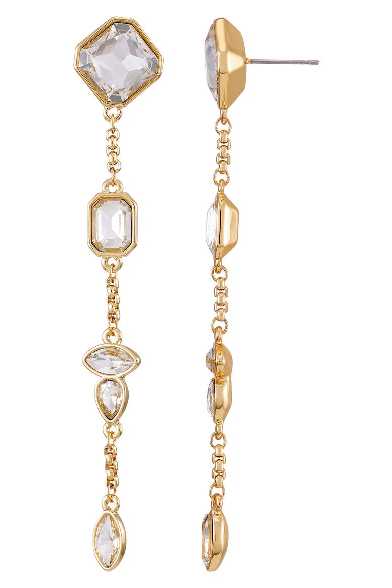 Crystal Linear Drop Earrings, Main, color, GOLD TONE