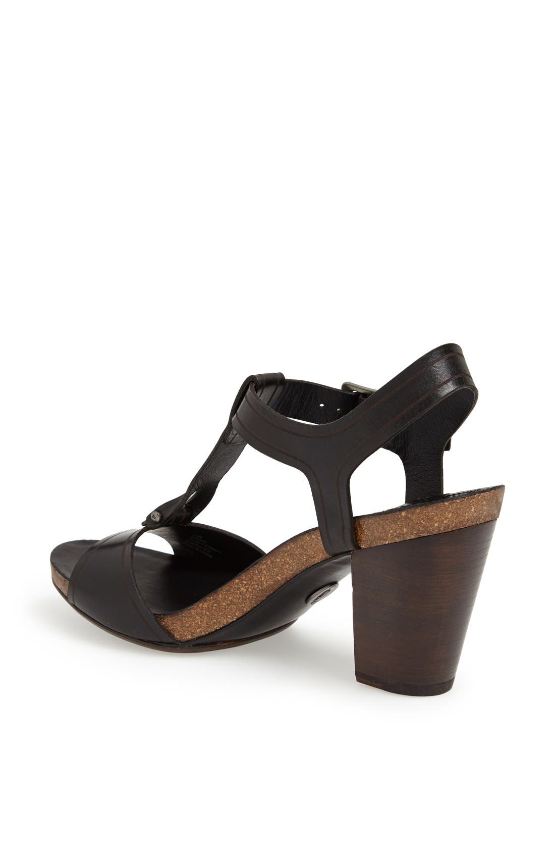 'Silvie' Y-Strap Leather Sandal, Alternate, color, BLACK