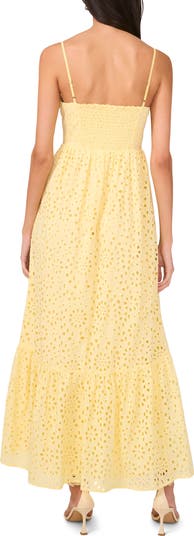 Eyelet Embroidery Flounce Hem Maxi Dress