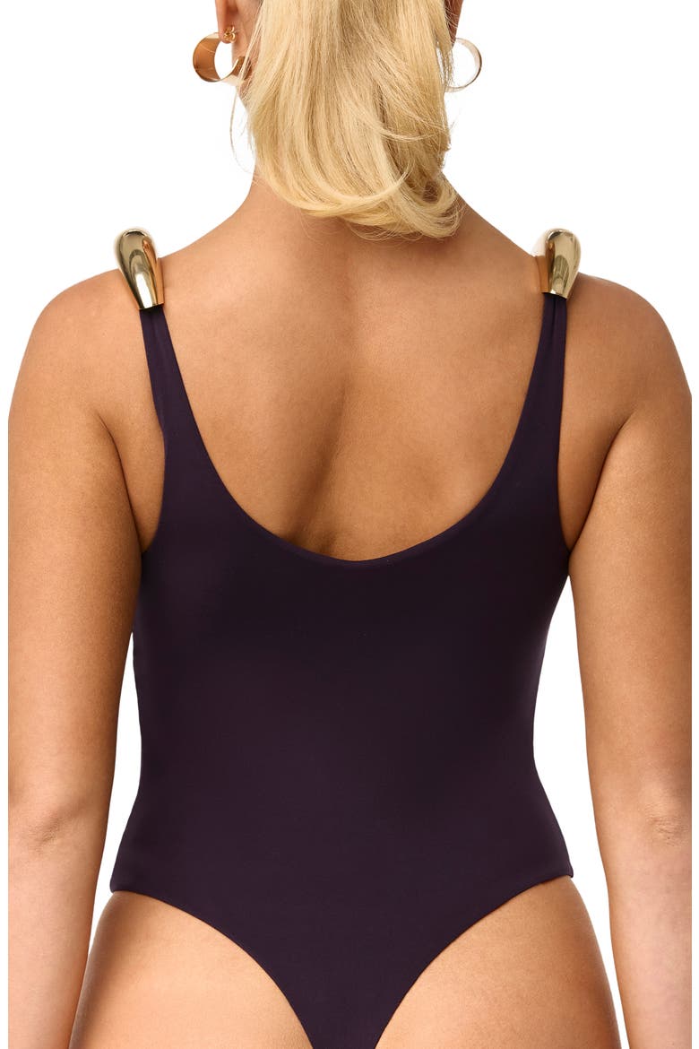 Hardware Strap Bodysuit, Alternate, color, BLACKBERRY