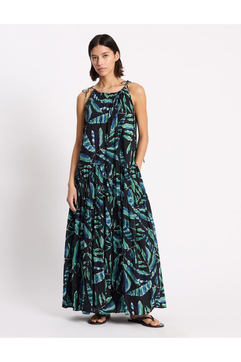 Painterly Palm Maxi Dress, Main, color, Black