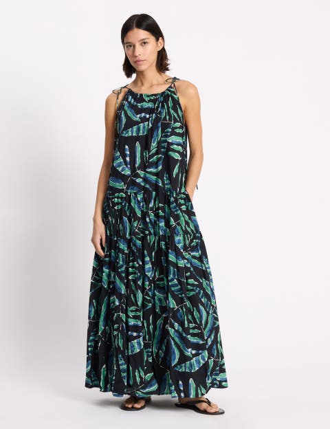 Painterly Palm Maxi Dress