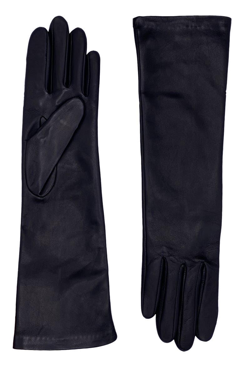 Midlength Leather Gloves, Main, color, BLACK TACTILE