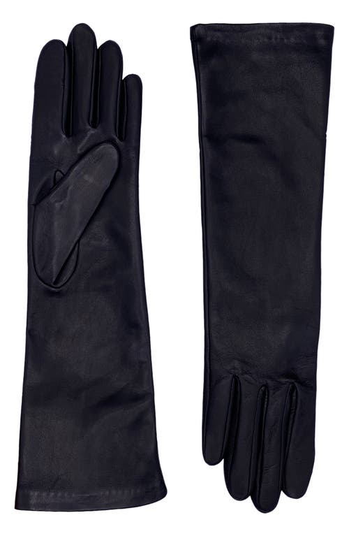 Agnelle Midlength Leather Gloves in Black Tactile 