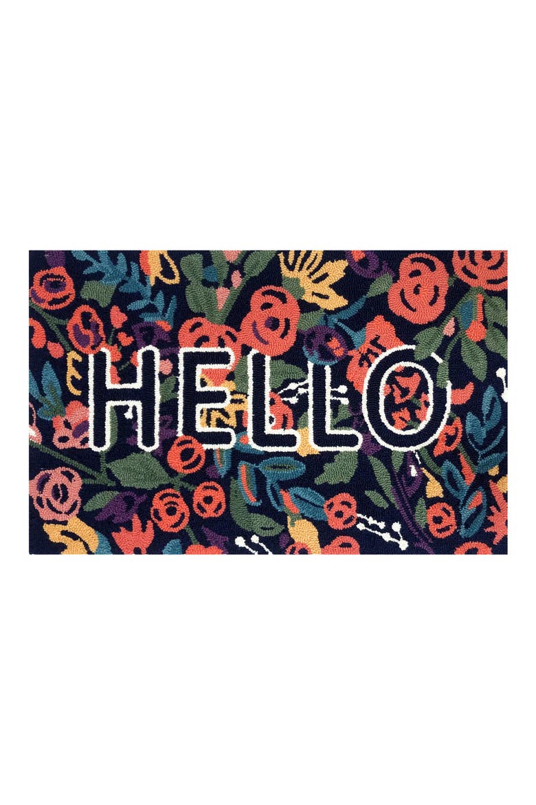 Reba 'Hello' Indoor/Outdoor Doormat, Main, color, BLUE MULTI