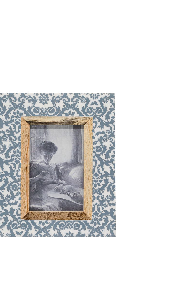 4x6 Damask Decorative Gray Blue Mango Wood Picture Frame, Alternate, color, Blue