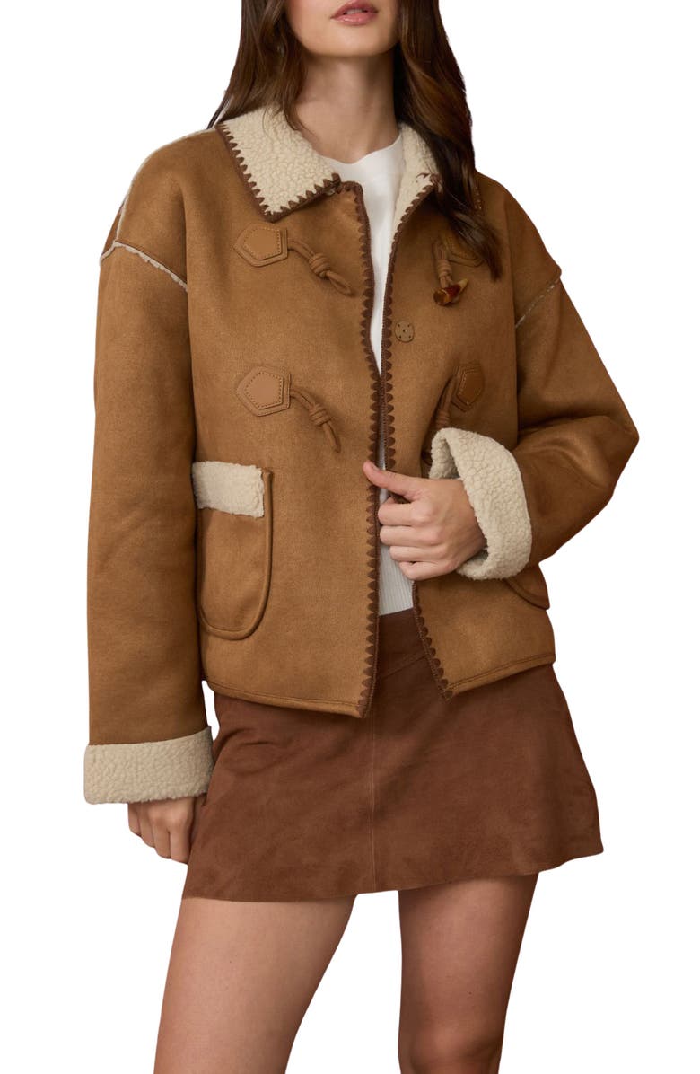 Blu Pepper Faux Shearling & Faux Suede Jacket, Main, color, Camel