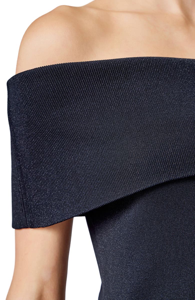 Endless Rose Metallic Off the Shoulder Knit Minidress, Alternate, color, 