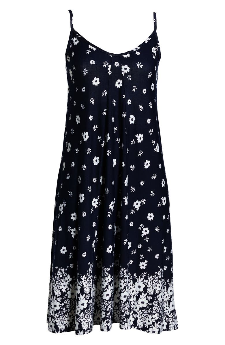 Loveappella Godet Border Slipdress, Alternate, color, Navy/ Ivory