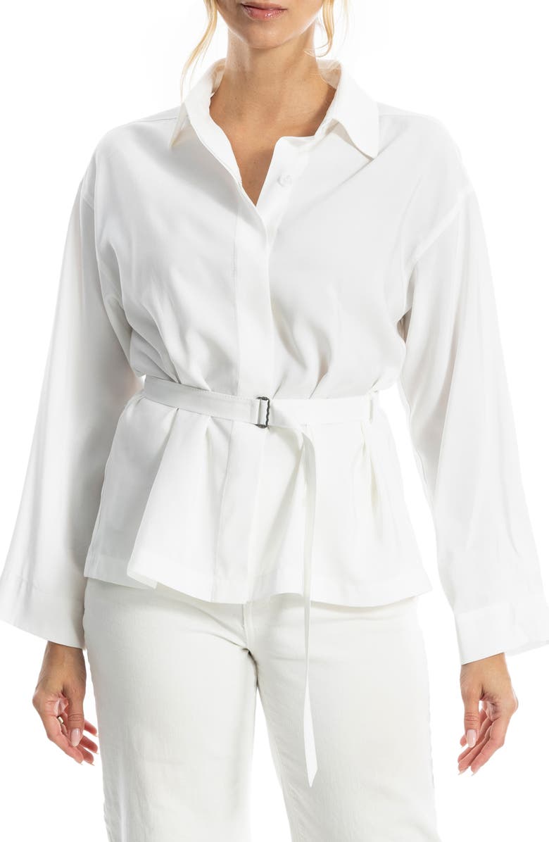 MAX STUDIO Belted Shirt, Alternate, color, White