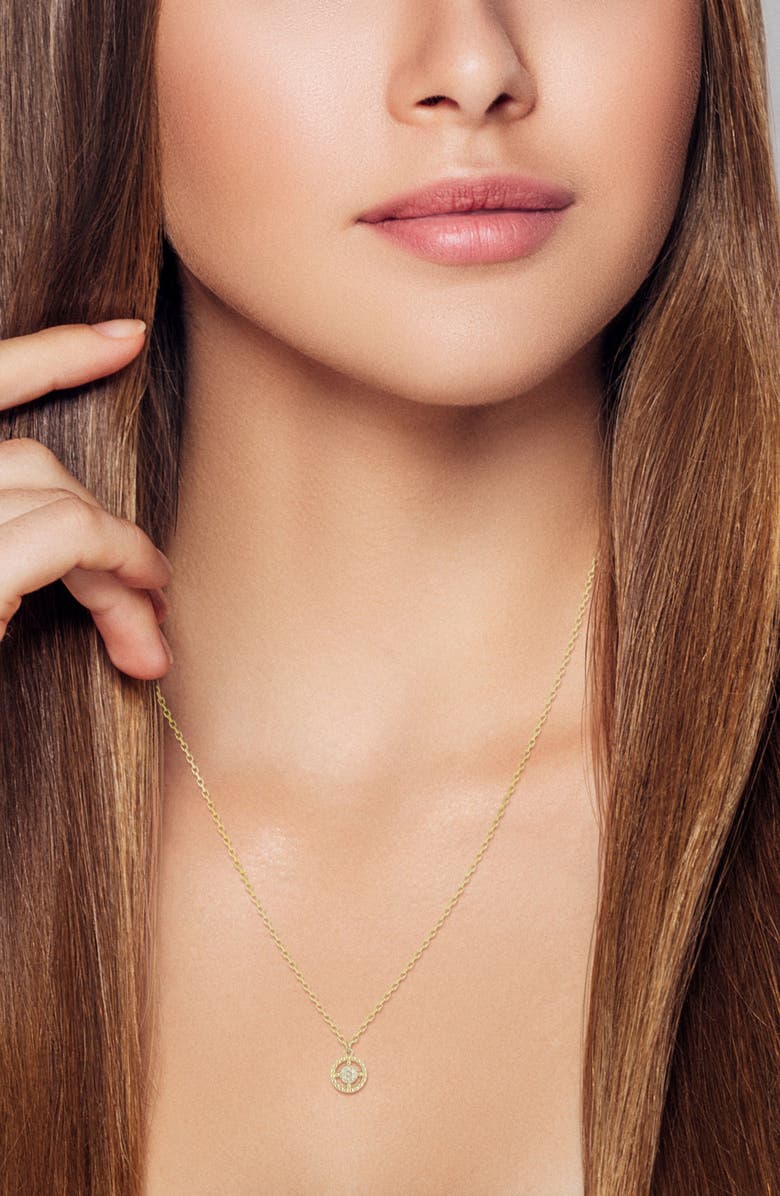 Ember Fine Jewelry 14K Gold Diamond Medallion Pendant Necklace, Alternate, color, Gold