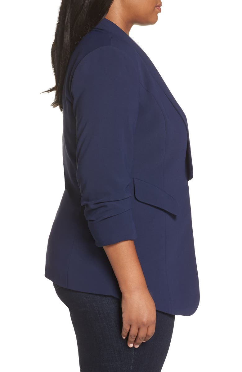 Sejour Gathered Sleeve Blazer, Alternate, color, Navy Peacoat