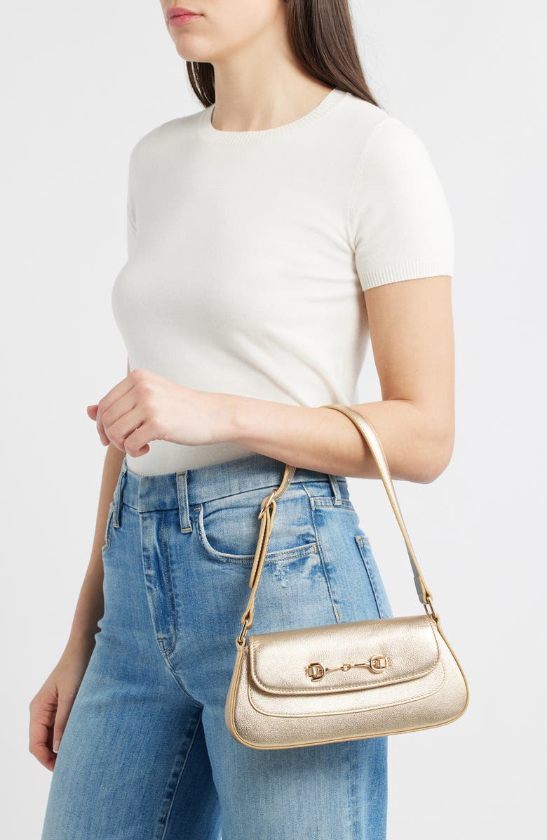 Sam Edelman Loraine Metallic Leather Shoulder Bag, Alternate, color, Gold