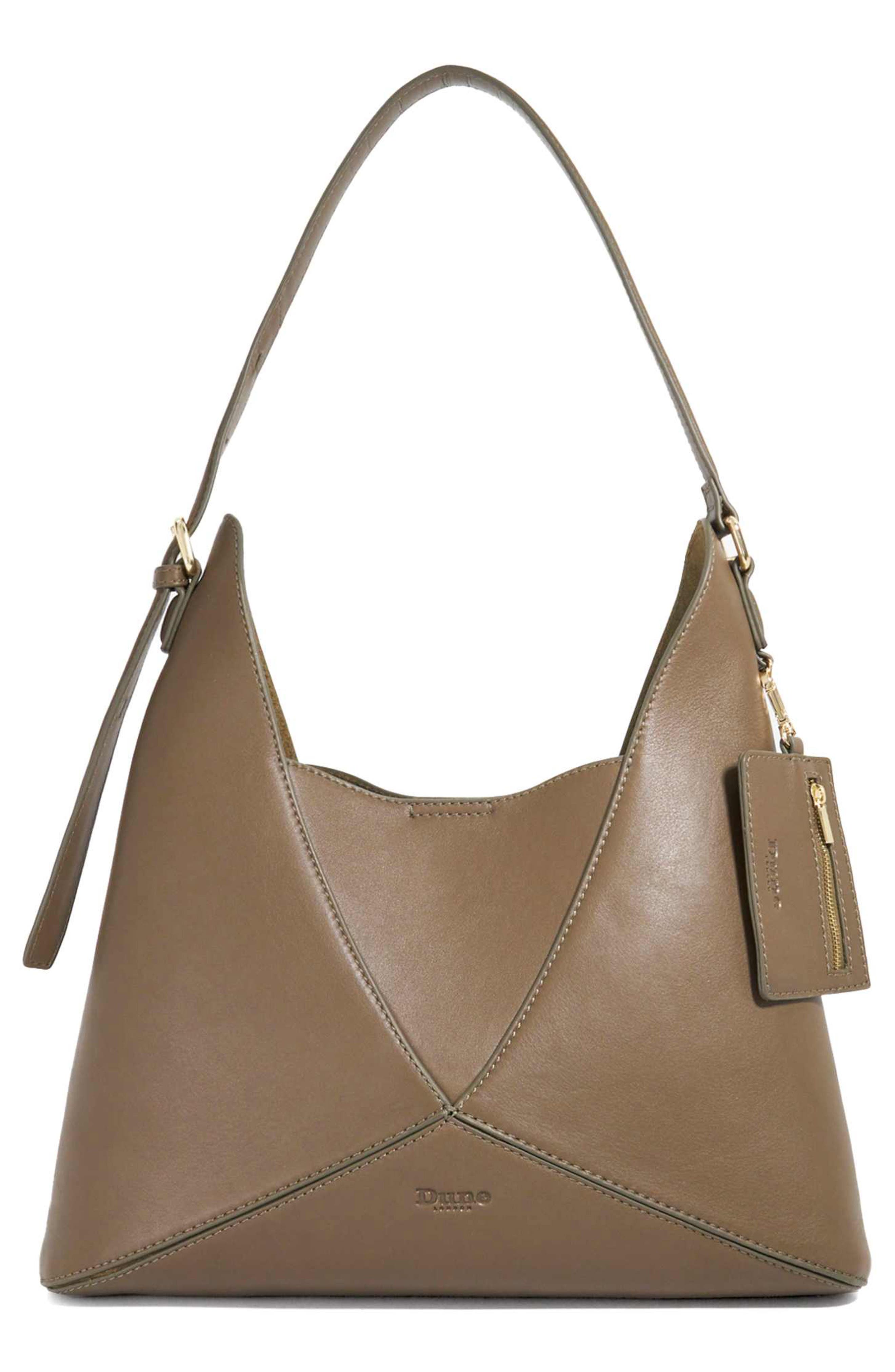 Dune London Dinidearest Leather Shoulder Bag, Main, color, Khaki