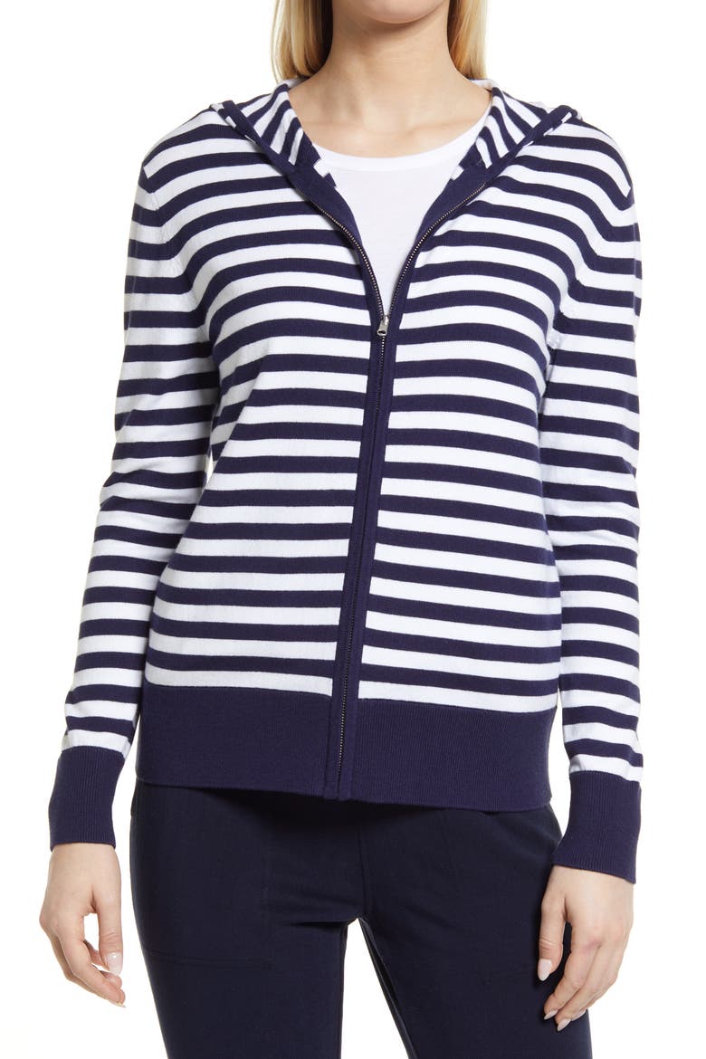 Zip Sweater Hoodie, Alternate, color, NAVY WHITE CHARM STRIPE