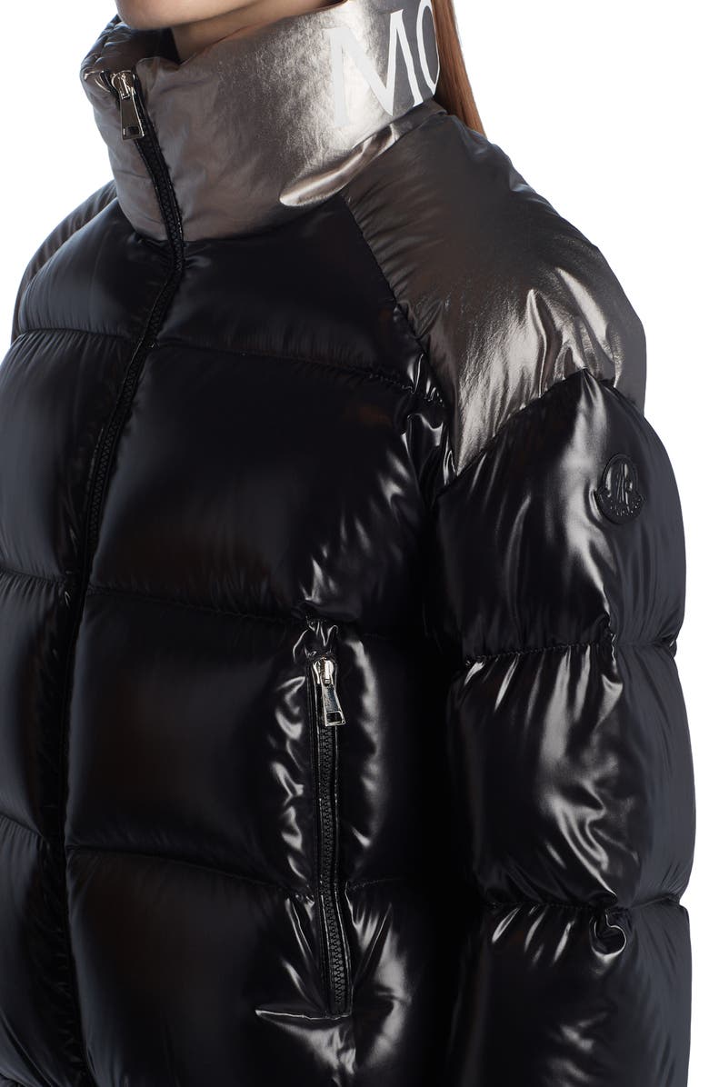 Moncler Cuscute Metallic Collar Down Puffer Jacket, Alternate, color,
