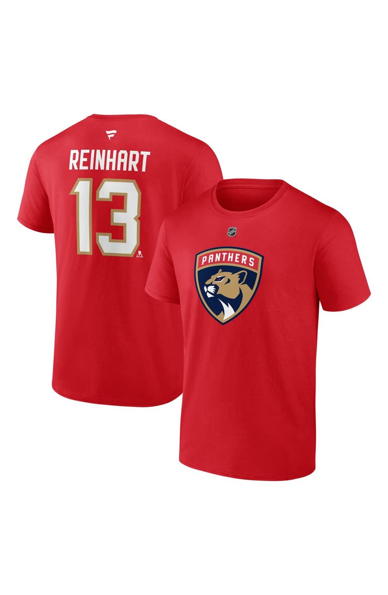 FANATICS Men's Fanatics Sam Reinhart Red Florida Panthers Authentic Stack Name & Number T-Shirt, Alternate, color, 