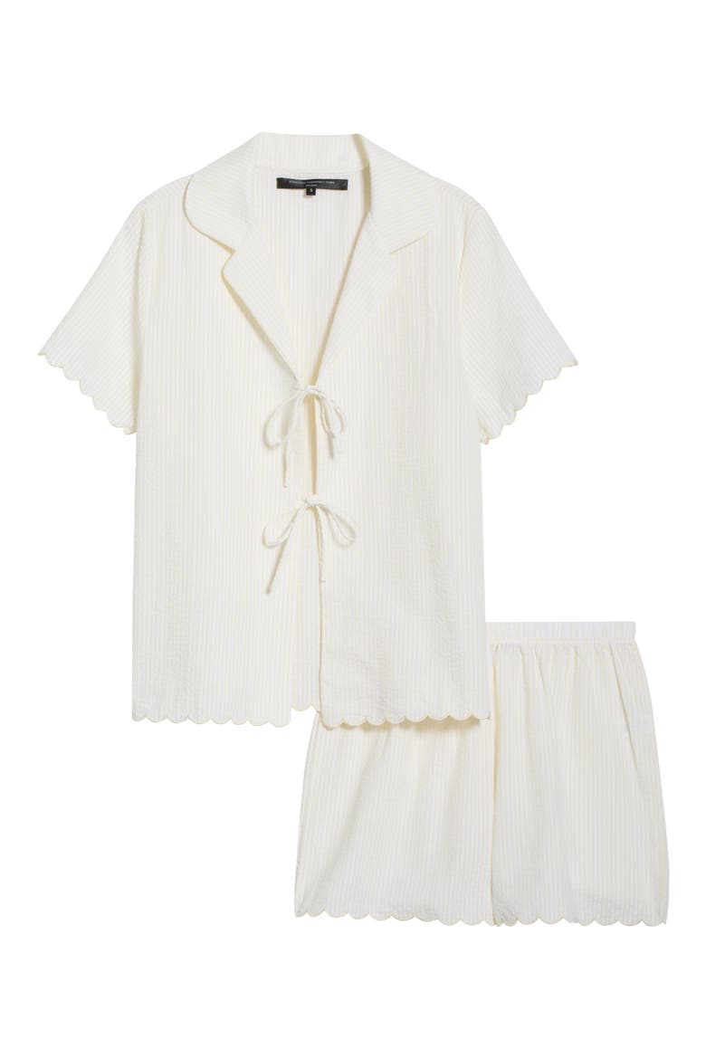 Stripe Scallop Edge Cotton Short Pajamas, Alternate, color, LEMON/ WHITE STRIPE