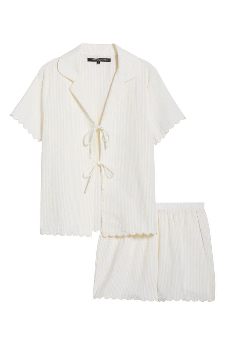French Connection Stripe Scallop Edge Cotton Short Pajamas, Alternate, color, Lemon/ White Stripe
