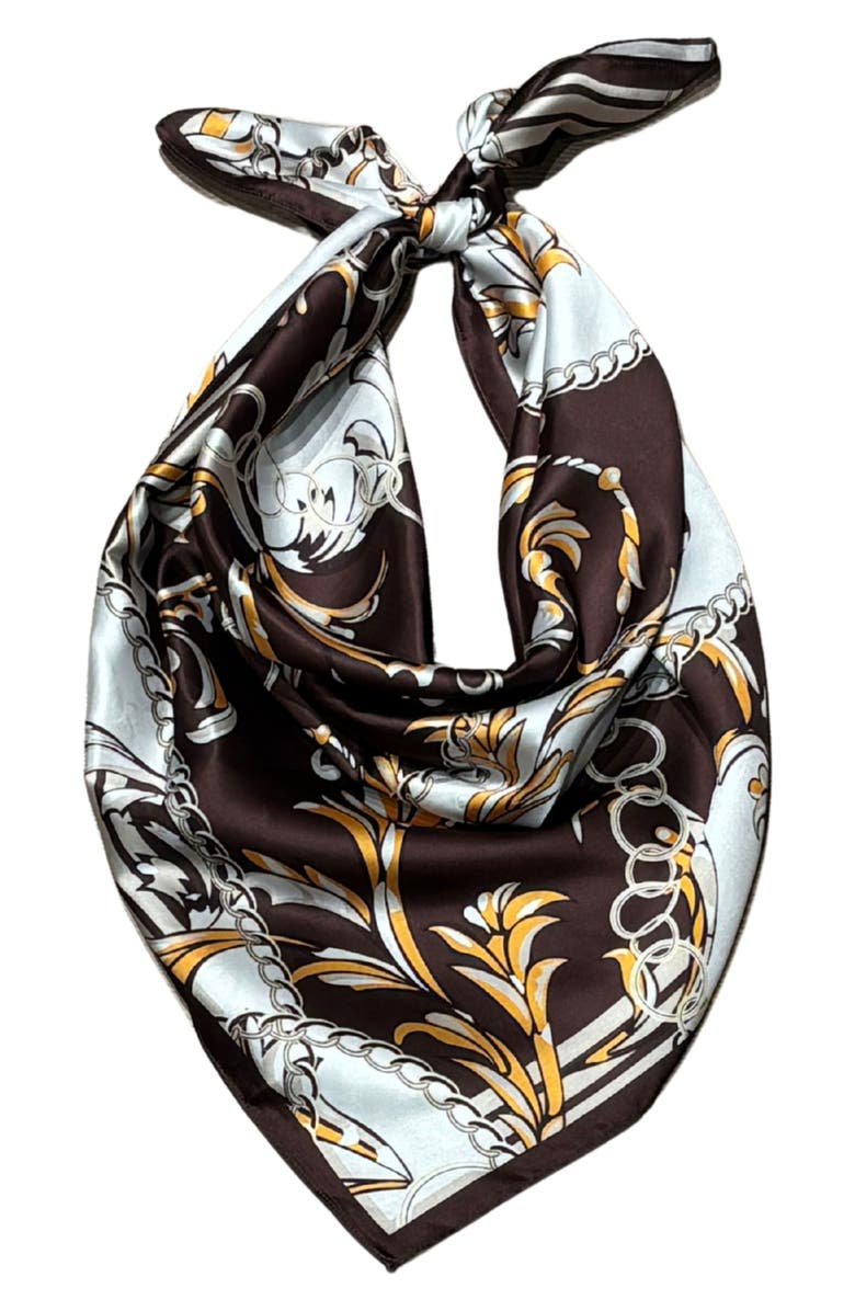 MARCUS ADLER Chain Print Satin Scarf, Alternate, color, Brown