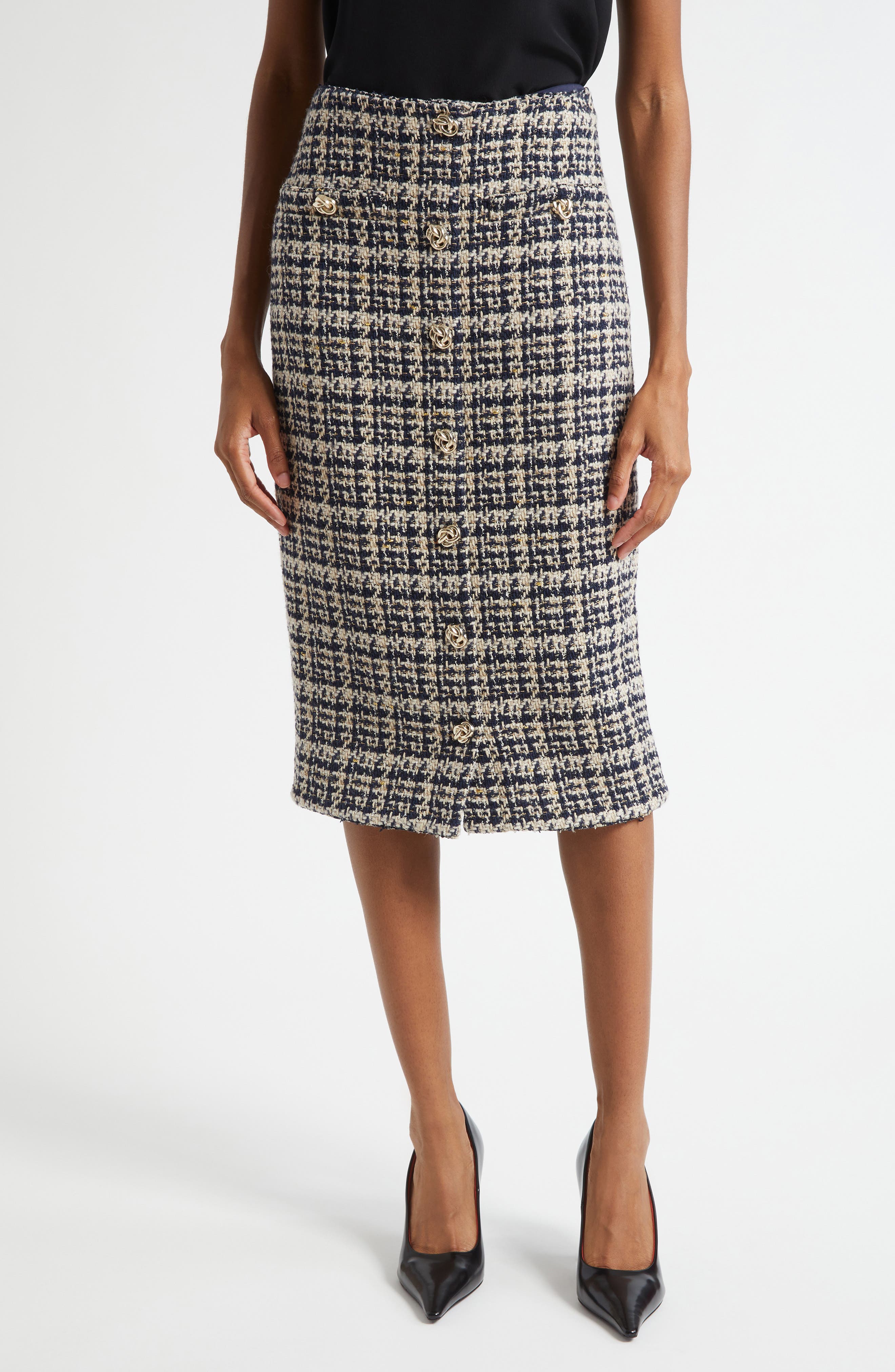 L'AGENCE Tai Tweed Midi Skirt