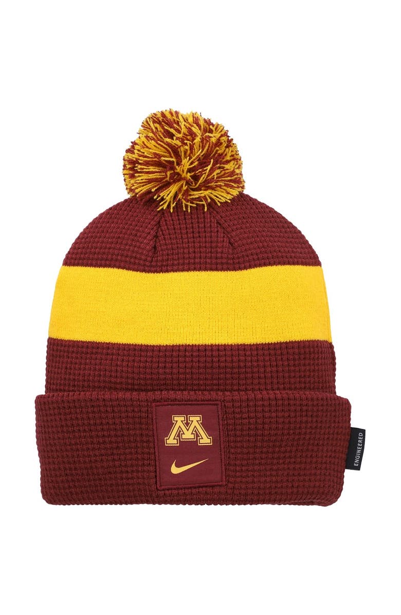 Nike Youth Nike Maroon/Gold Minnesota Golden Gophers Sideline Team Cuffed Knit Hat with Pom, Main, color, 