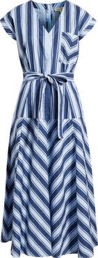ZOE AND CLAIRE Stripe Tie Waist Maxi Dress