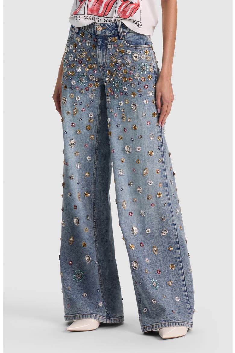 Amazing Crystal Embellished Low Rise Baggy Jeans, Alternate, color, FIONA VINTAGE BLUE