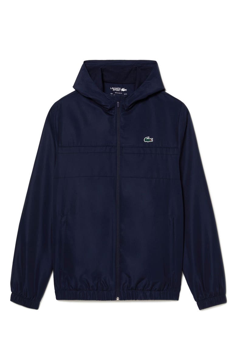 Lacoste Water Repellent Hooded Taffeta Jacket, Alternate, color, Marine/ Marine-Marine