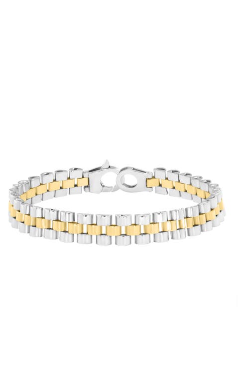 Two-Tone Textured Bracelet in Sterling Silver