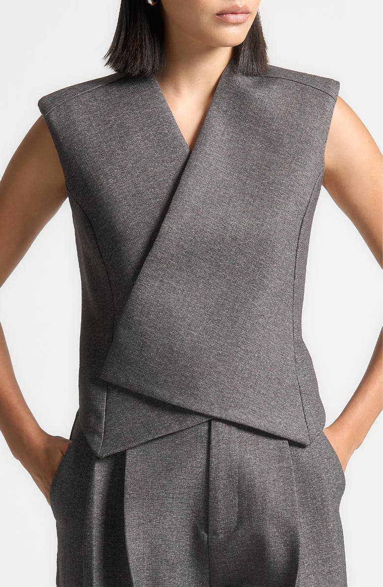 Manière De Voir Laurence Tailored Wrap Waistcoat, Alternate, color, Grey Marl