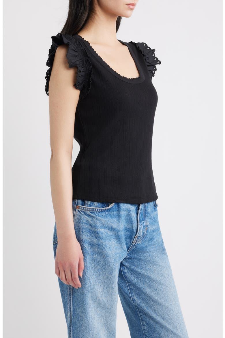 Giovanna Pointelle Stitch Top, Alternate, color, BLACK