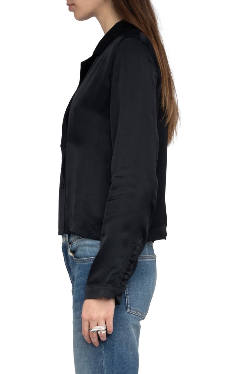 Zadig & Voltaire Tussi Satin Top, Alternate, color, Black