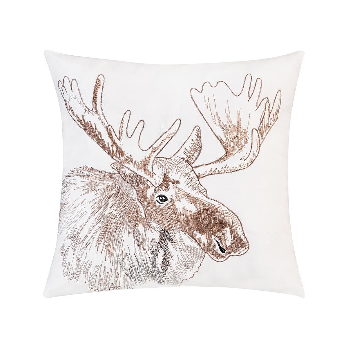 C&F Home Moose Portrait Indoor/Outdoor Embroidered Accent Throw Pillow 18" x 18" - Brown, Medium