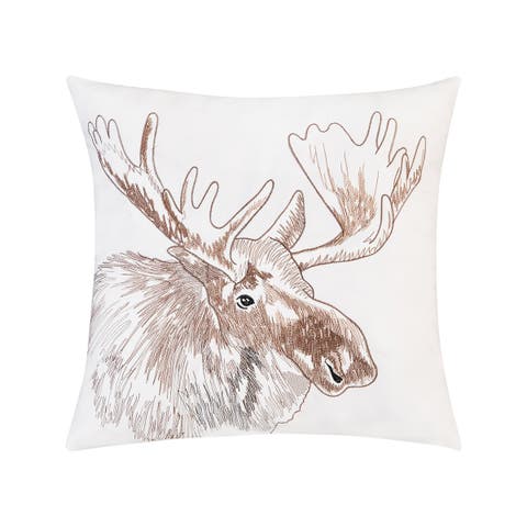 Moose Portrait Indoor/Outdoor Embroidered Accent Throw Pillow 18" x 18"