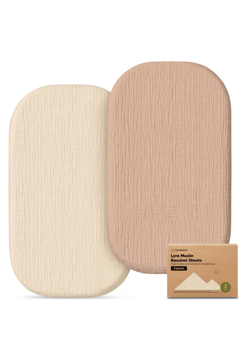 2-Pack Lyra Muslin Bassinet Sheets, Main, color, Almond