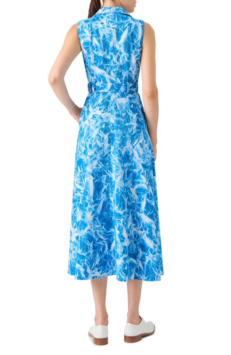 Akris Whitecaps Belted Godet Denim Shirtdress, Alternate, color, Twilight-Ecru