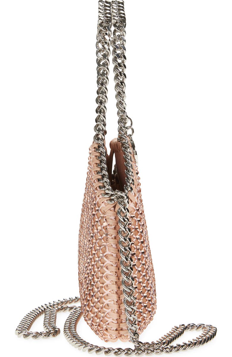 Stella McCartney Nano Falabella Crystal Mesh Crossbody Bag, Alternate, color, Light Peach