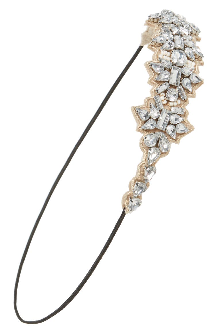 Crystal Embellished Head Wrap, Main, color, METALLIC SILVER