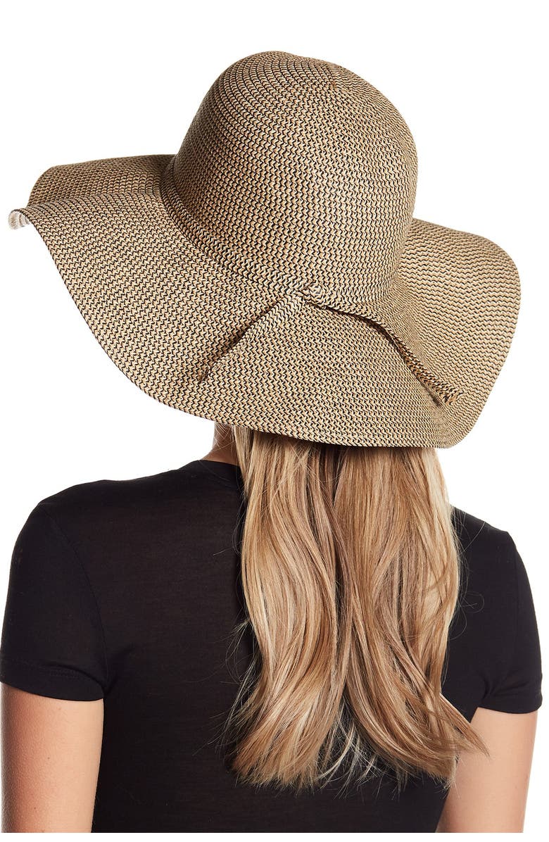 David & Young Floppy Woven Hat, Alternate, color, Black/Natural