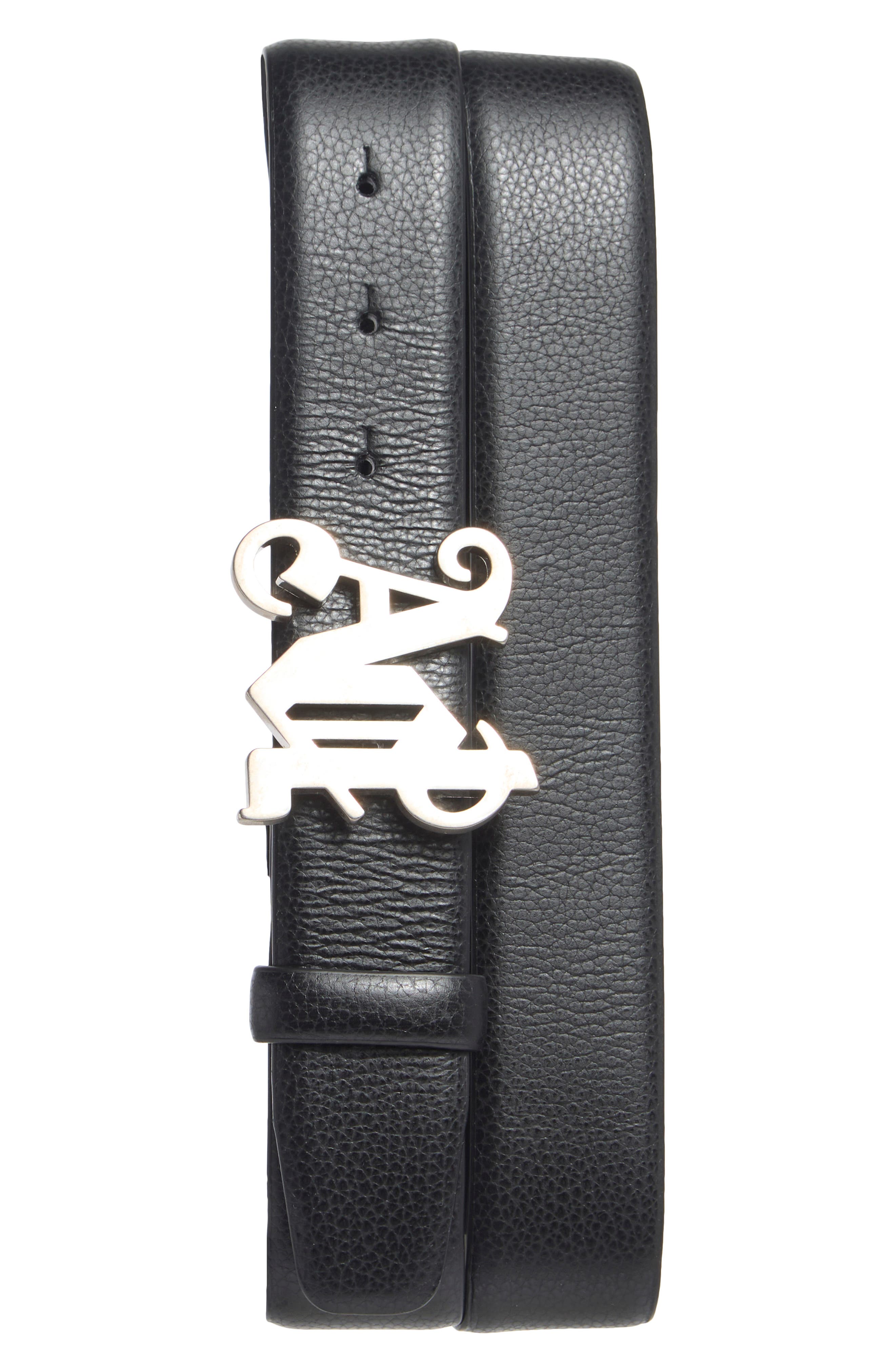 Palm Angels Monogram Buckle Leather Belt