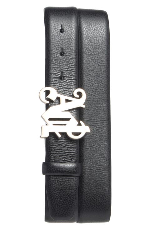 Monogram Buckle Leather Belt