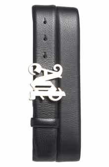 Palm Angels Monogram Buckle Leather Belt