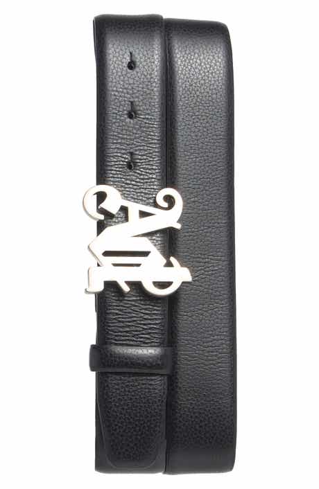 Palm Angels Monogram Buckle Leather Belt